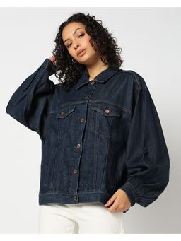 GAP - Blue Loose Fit Spread Collar Denim Jacket