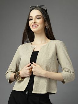 Style Quotient - Polyester Texture Beige Shrug