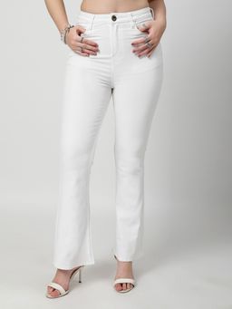 COSMIC TRIO - Bootcut Stretchable White Jeans