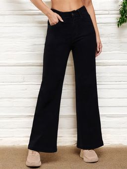 DOLCE CRUDO - Black Wide Leg High Rise Clean Look Denim Jeans