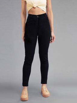 DOLCE CRUDO - Black Skinny Fit High Rise Clean Look Stretchable Denim Jeans