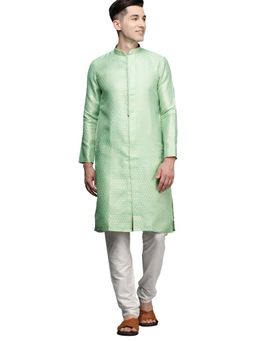 Manyavar - Men'S Green Art Silk Festive Wear Kurta Churidar (Set of 2)
