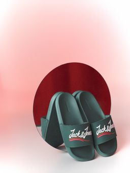 Jack & Jones - Green Cursive Logo Pool Sliders