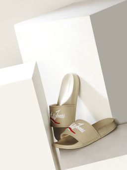 Jack & Jones - Beige Cursive Logo Pool Sliders