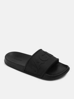 Jack & Jones - Black Embossed Logo Pool Sliders