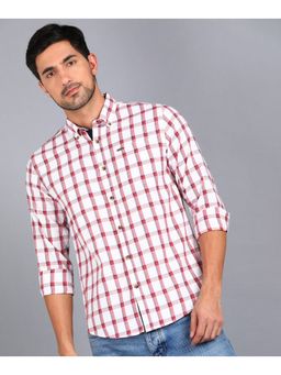 Urbano Fashion - Men White Cotton Full Sleeve Checkered Shirt