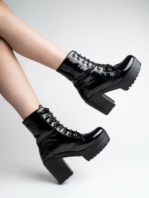 Heeled Boots Black Patent Boots For Girls Girls Black Patent