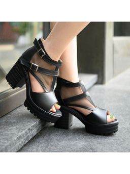 Shoetopia - Girls Black Peep Toes