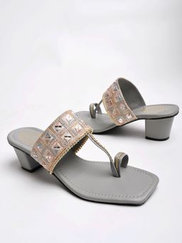 Shoetopia - Classic Grey Kolhapuris Heels