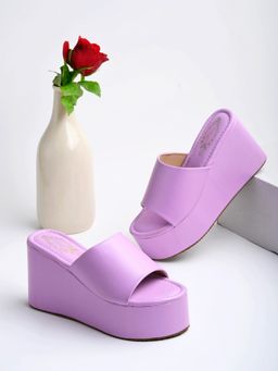 Shoetopia - Fashionable Purple Wedge Heels