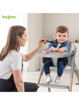 BAYBEE - Grey 3-In-1 Premium Convertible High Chair For Kids (18-24 Months)