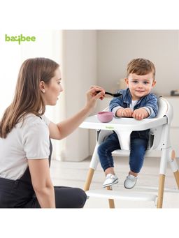 BAYBEE - White 3-In-1 Premium Convertible High Chair For Kids (18-24 Months)