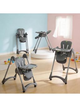 BAYBEE - Grey High Chair For Baby 6-Level Height Adjustable Feeding Chair (6-18 Months)