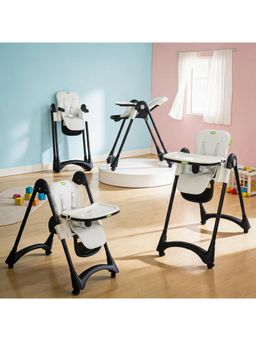 BAYBEE - White High Chair For Baby 6-Level Height Adjustable Feeding Chair (6-18 Months)