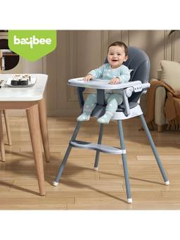 BAYBEE - Grey 3-In-1 Convertible High Chair For Baby (18-24 Months)