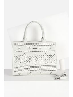 Van Heusen - Women White Self Design Casual Shoulder Bag