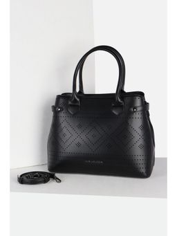 Van Heusen - Women Black Self Design Casual Handbag