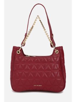 Van Heusen - Women Maroon Solid Casual Shoulder Bag