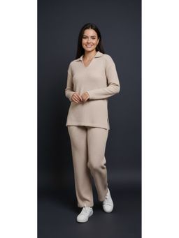 WINEBERRY - Women Beige Full Sleeve Flower Print Mini Lycra Co-Ord Set