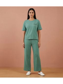 WINEBERRY - Women Green Printed T-Co-Ord Set