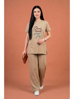 WINEBERRY - Women Cream Printed T-Co-Ord Set