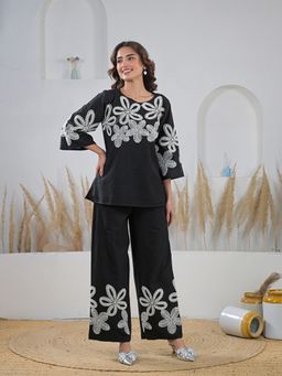ZUMMER - Women Black Cord Work Co-Ord Set