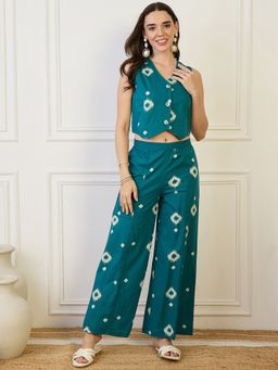 ZUMMER - Women Teal Cotton Co-Ord Set