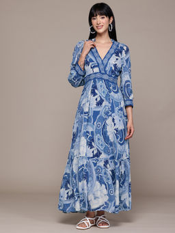 Ritu Kumar - Blue Floriant Print Long Dress