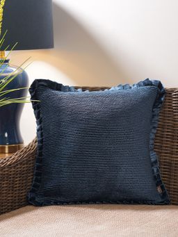 Pure Home + Living - Navy Textured Square Cushion Cover (16X16 Inches)
