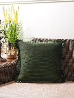 Pure Home + Living - Green Textured Square Cushion Cover (16X16 Inches)