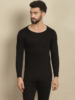 Aerowarm - Men's Black Cotton Solid Full Sleeves Thermal Top