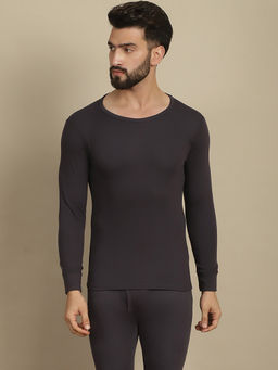 Aerowarm - Men's Charcoal Cotton Solid Full Sleeves Thermal Top