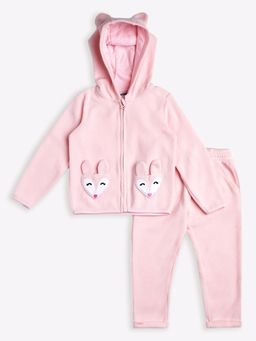 Lil Tomatoes - Boys Solid Velour Pink Jacket and Pant (Set of 2)