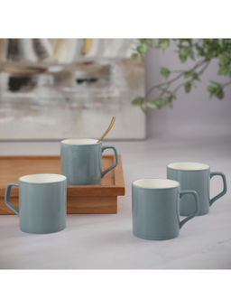 HomeTown - Palette Ceramic Tea Mug Set Of 4 200 Ml In Grey Colour