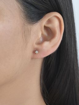 Ornate Jewels - 10K Gold 0.20 Carat Square Lab Grown Diamond Solitaire Stud Earrings