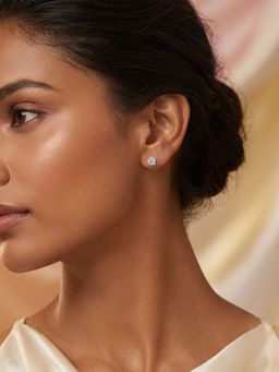 Ornate Jewels - 10K Gold 1 Carat Round Lab Grown Diamond Glowframe Stud Earrings