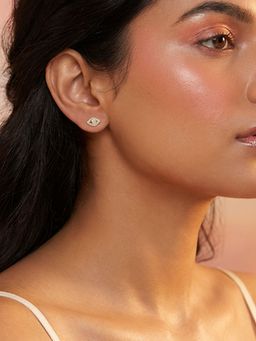 Ornate Jewels - 10K Yellow Gold 0.17 Carat Round Lab Grown Diamond Eye Stud Earrings