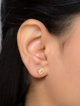 Ornate Jewels - 10K Yellow Gold 0.10 Catat Round Lab Grown Diamond Heart Stud Earrings