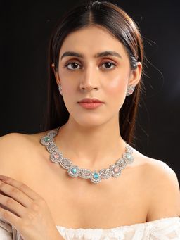 STILEADDA - Intricate Cut Work Multicolour Cz Necklace Set