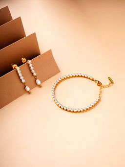 Palmonas - Diamond Affair and Pearl Drop Diamond Jewellery Set