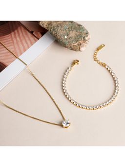 Palmonas - Diamond Affair Bracelet and Round Solitaire Necklace Jewellery Set