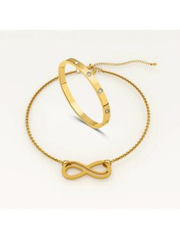 Palmonas - Crystal Love Bangle Bracelet and Infinity Charm Bracelet Set