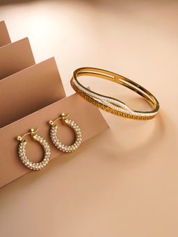 Palmonas - Multi Stone Q Clasp and Diamond Studded Hoop Jewellery Set