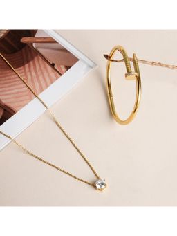 Palmonas - Nail Bangle Bracelet and Round Solitaire Necklace Jewellery Set