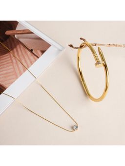 Palmonas - Nail Bangle Bracelet and Delicate Diamond Studded Necklace Jewellery Set