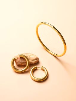 Palmonas - Classic Gold and Classic Round Hoop Jewellery Set