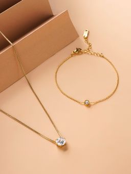 Palmonas - Solitary Spark Bracelet and Round Solitaire Necklace Combo Set