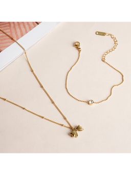 Palmonas - Solitary Spark Bracelet and Ribbon Pendant Necklace Jewellery Set