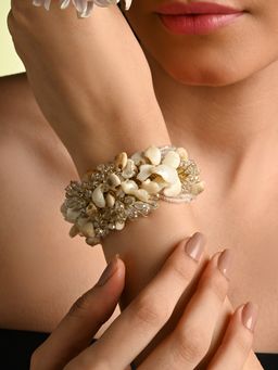House of D'oro - White Floral Long Bracelet For Haldi