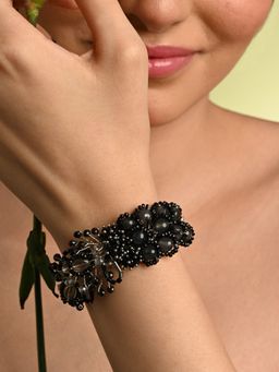 House of D'oro - Black and Grey Cocktail Adjustable Handmade Bracelet